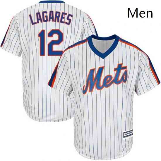 Mens Majestic New York Mets 12 Juan Lagares Replica White Alternate Cool Base MLB Jersey